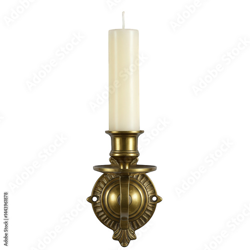 Brass Wall Sconce with Lit Candle