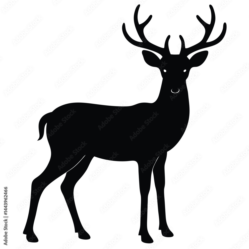 Obraz premium Deer silhouette vector on white background