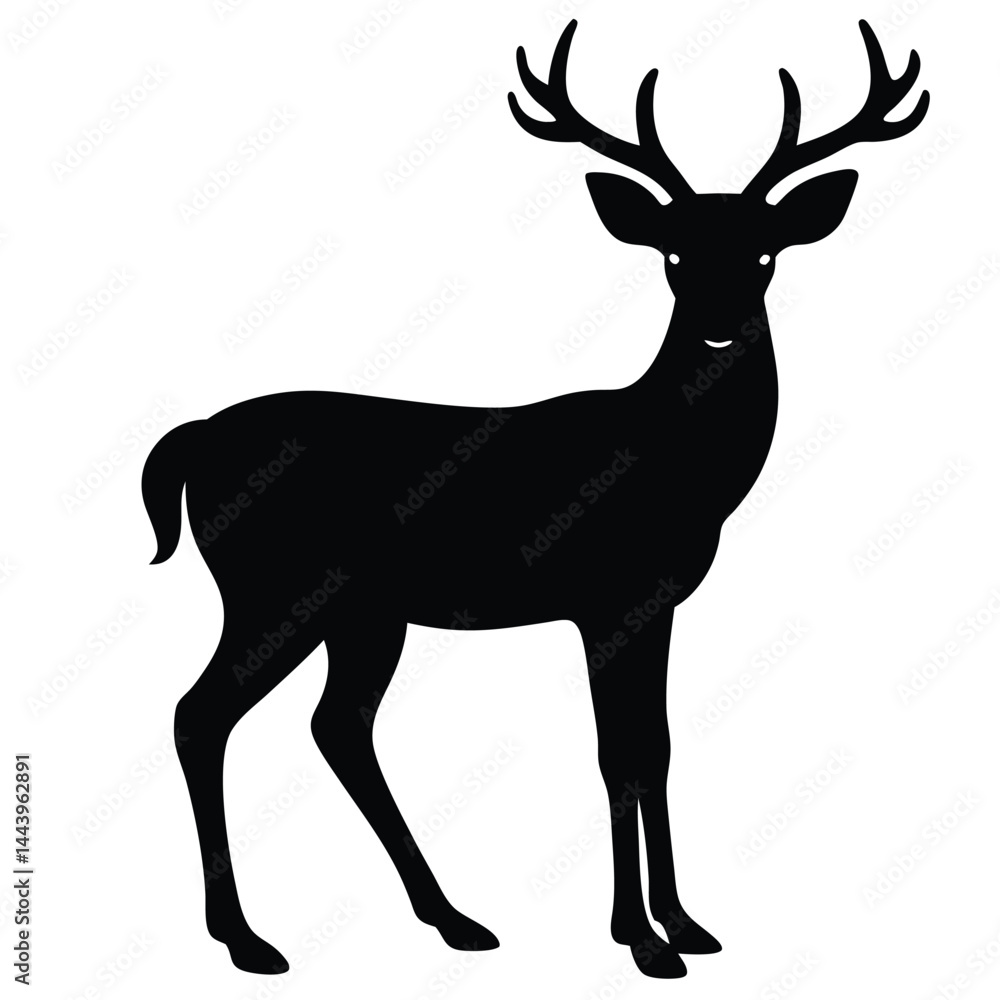 Obraz premium Deer silhouette vector on white background