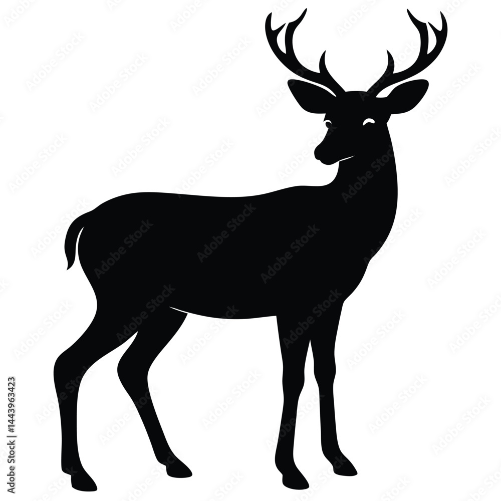 Fototapeta premium Deer silhouette vector on white background