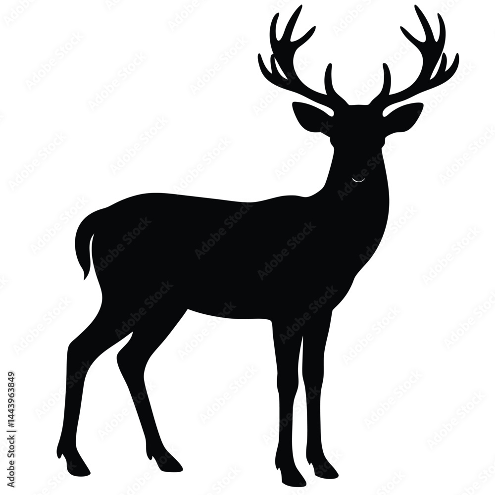 Fototapeta premium Deer silhouette vector on white background