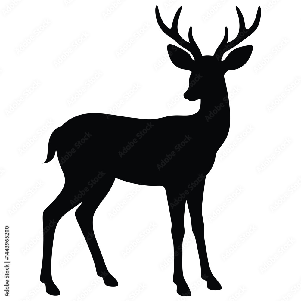 Fototapeta premium Deer silhouette vector on white background