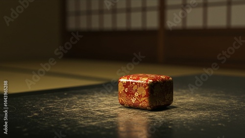 Traditional Japanese Gift Box on Tatami Mat