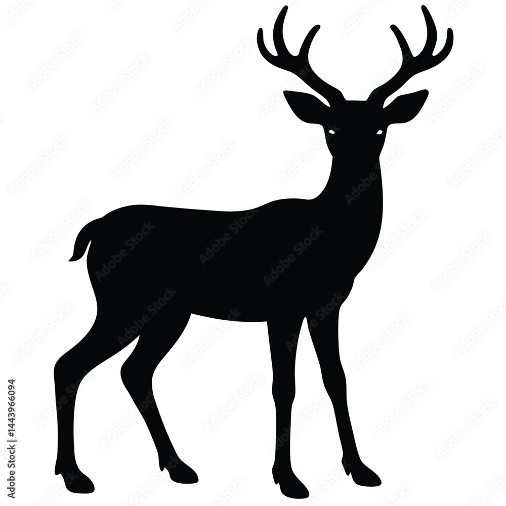 Obraz premium Deer silhouette vector on white background