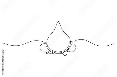 Continuous one line drawing of Water drop. Single line drawing illustration of Dropping water. Water concept vector art. Doodle line illustration.