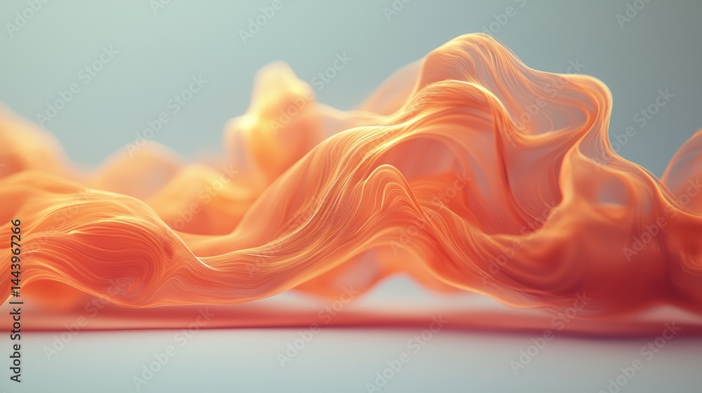 Fluid, flowing, orange fabric design