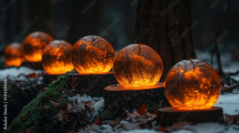 Forest orbs glowing warmly