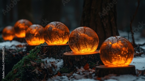 Obraz na płótnie Forest orbs glowing warmly w salonie