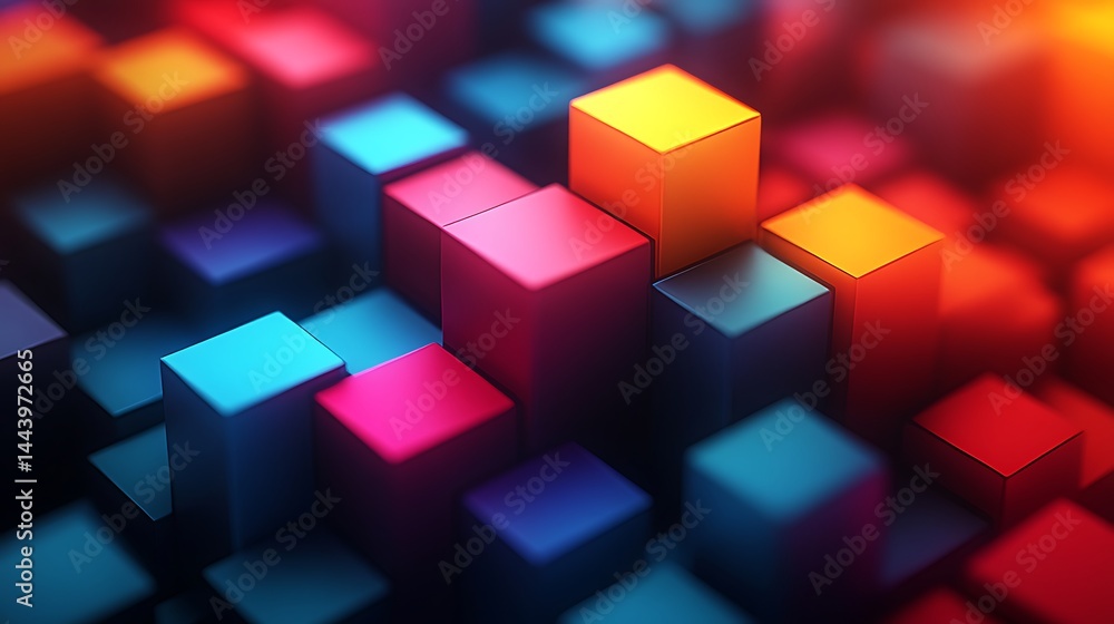Obraz premium Abstract colorful cubes rising perspective view