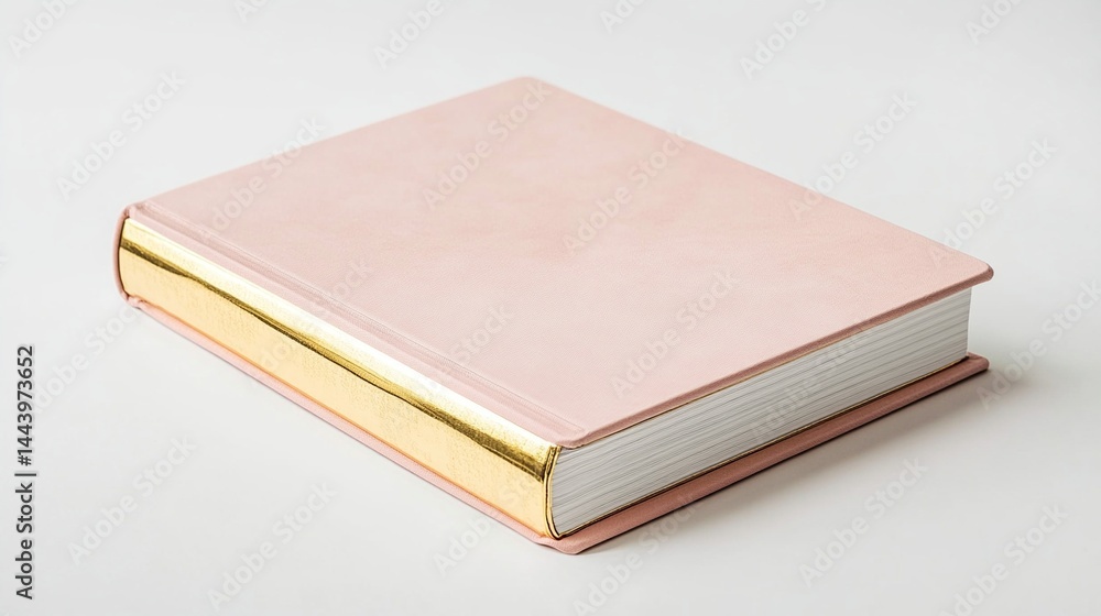 Pink book with gold gilded edges on white background. Pink book with gold gilded edges on white background.