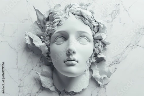 Wallpaper Mural A sculpted, fractured marble bust of a classical goddess. Torontodigital.ca