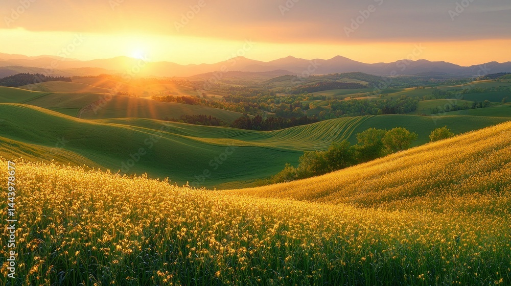 Golden hills at sunset