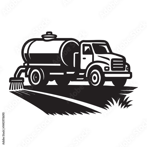 Asphalt distributor spraying fresh road vector illustration