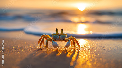 Crab walking on the beach.