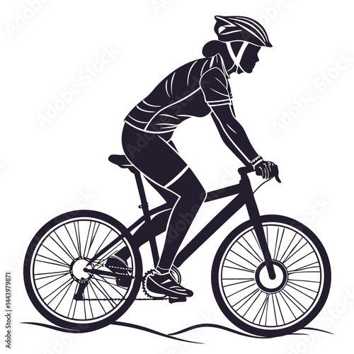 Cyclist riding mountain bike silhouette a dynamic black and white illustration of active lifestyle and outdoor adventure