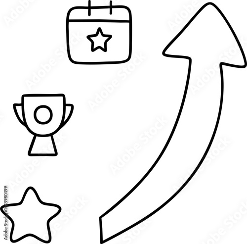 Achieving business goals requires clear timeline and strategic arrow pointing towards success