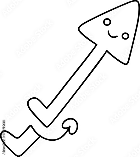 cheerful arrow character symbolizes progress and direction in playful manner, perfect for creative projects