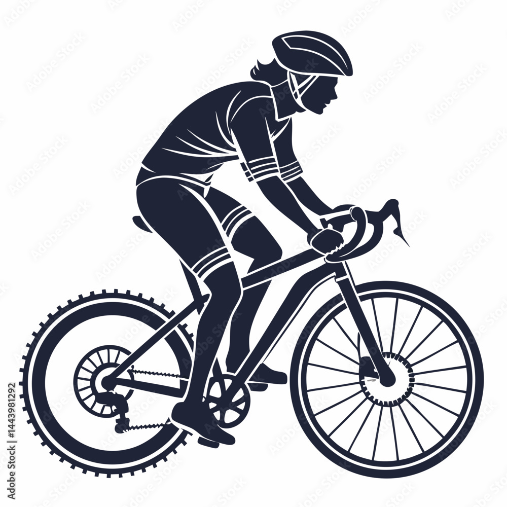 Obraz premium Vector Silhouette Of A Woman Riding A Mountain Bike Outdoor Sport