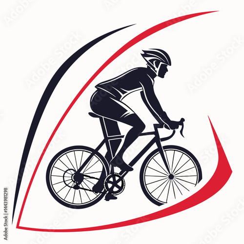 Cyclist Riding Bicycle Minimalist Graphic Design Vector Illustration For Sport Promotion