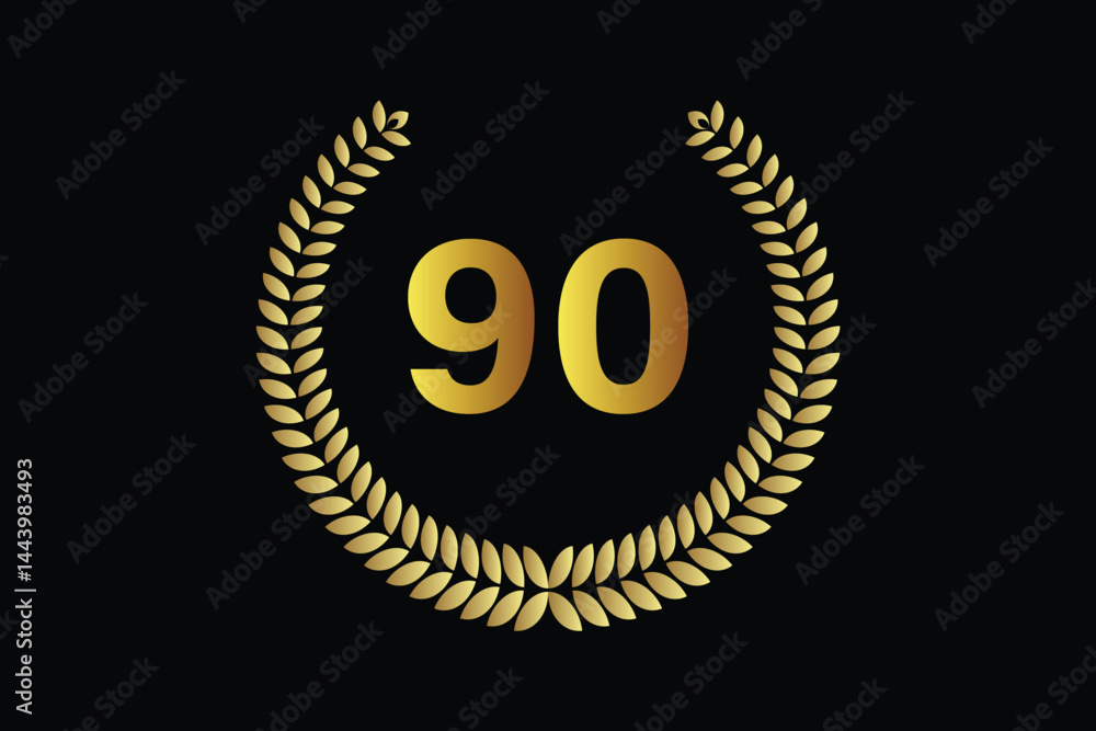 Fototapeta premium number 90icon with laurel wreath vector.