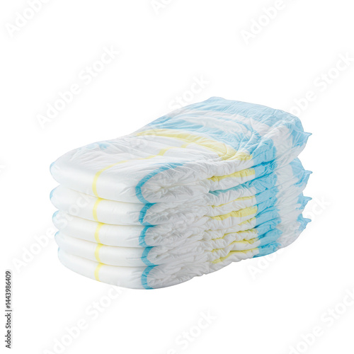 Stack of Baby Diapers: Clean and Ready for Use isolated on transparent background