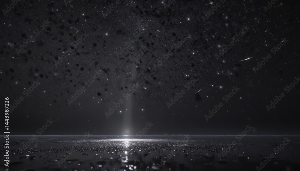 Obraz premium Inky blackness pierced by countless shimmering stars, ethereal glow , galaxy, universe