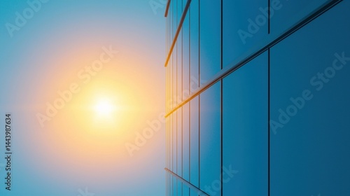Wallpaper Mural A modern glass building reflects the bright sun against a clear blue sky. Torontodigital.ca