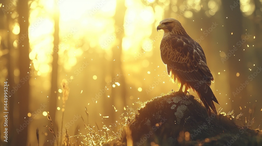 Majestic raptor in golden sunlight