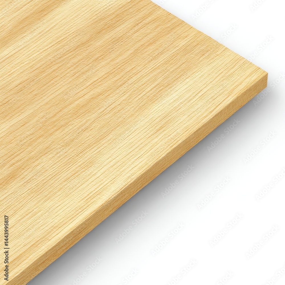 Naklejka premium Wooden plank close up, top view isolated on white background