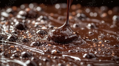 Obraz na płótnie Melted chocolate being poured over a treat w salonie