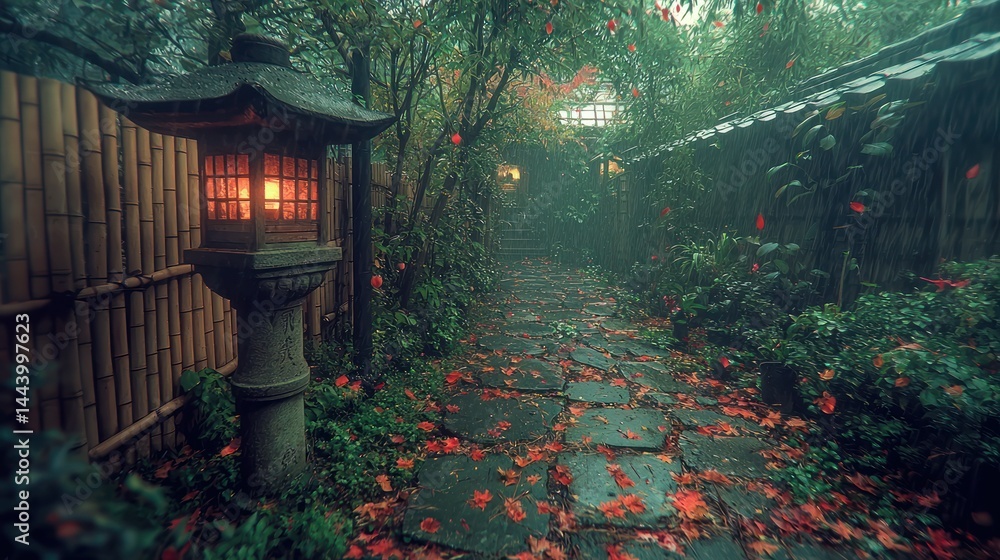 Misty Japanese Garden Path