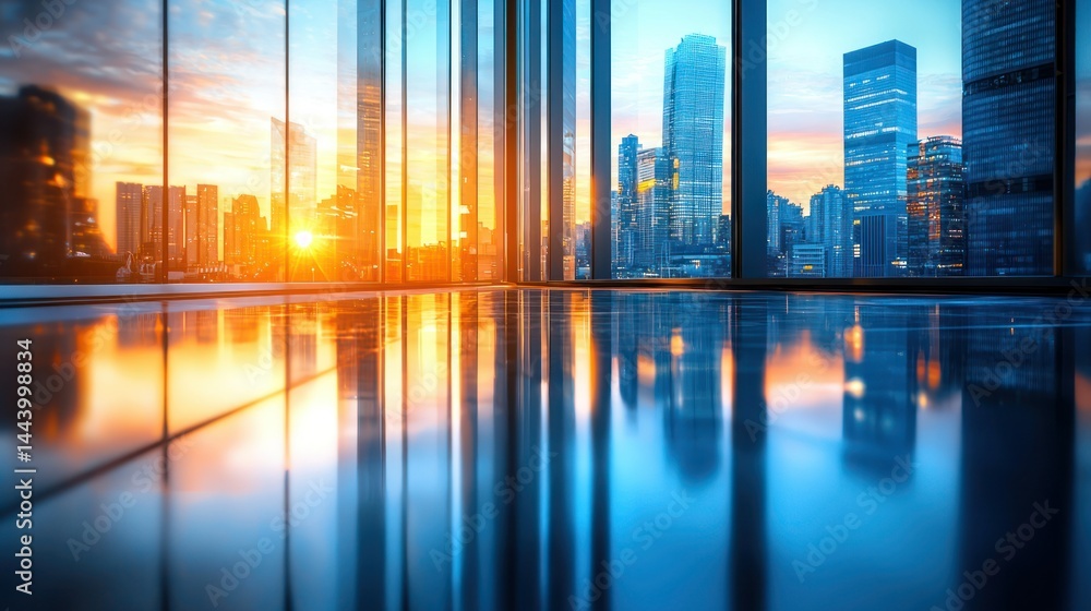 Modern city view from a high-rise office