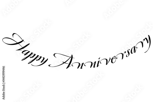 手書き風におしゃれに書いた、Happy Anniversary（記念日おめでとう）のロゴマーク
