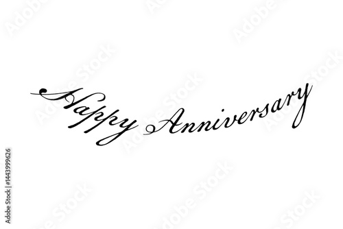 手書き風におしゃれに書いた、Happy Anniversary（記念日おめでとう）のロゴマーク
