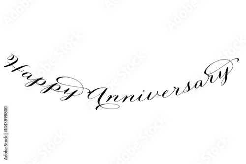 手書き風におしゃれに書いた、Happy Anniversary（記念日おめでとう）のロゴマーク
