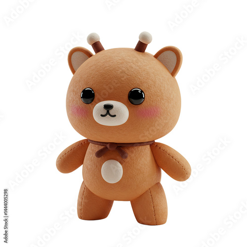 Adorable 3D Rendered Brown Teddy Bear Toy