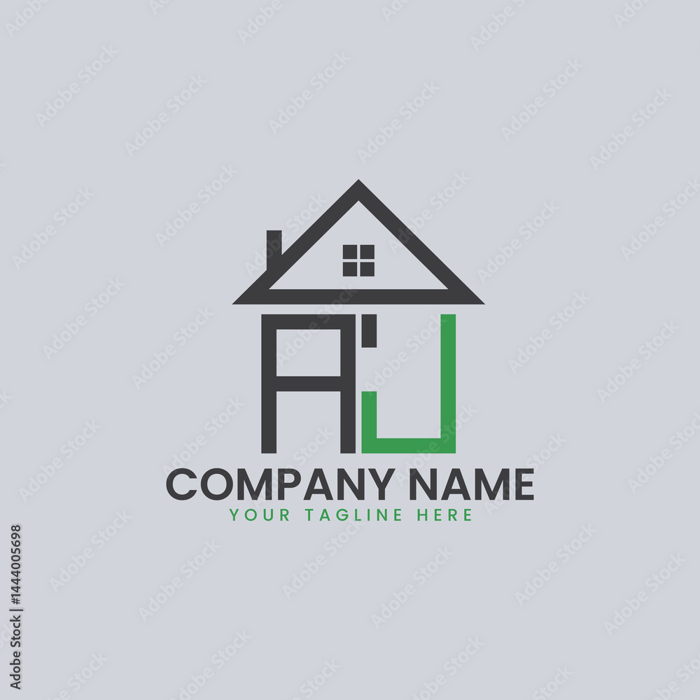 Fototapeta premium Modern Real Estate Alphabet Logo House Icons