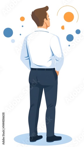 Wallpaper Mural A man in formal wear contemplates, his back to the viewer, amidst abstract colorful circles Torontodigital.ca