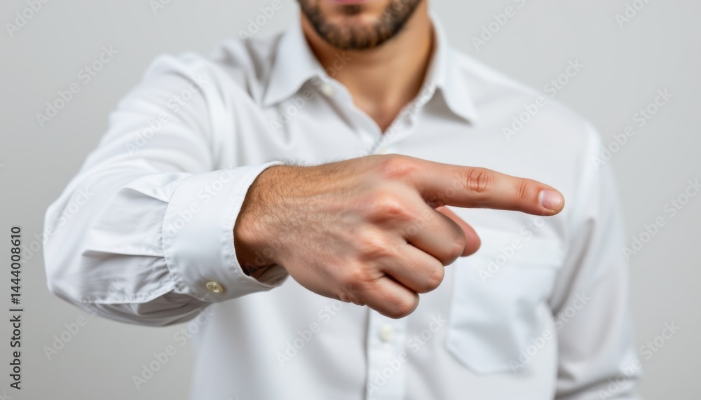 Pointing gesture by a businessman in a professional setting informative image neutral background Pointing gesture by a businessman in a professional setting informative image neutral background