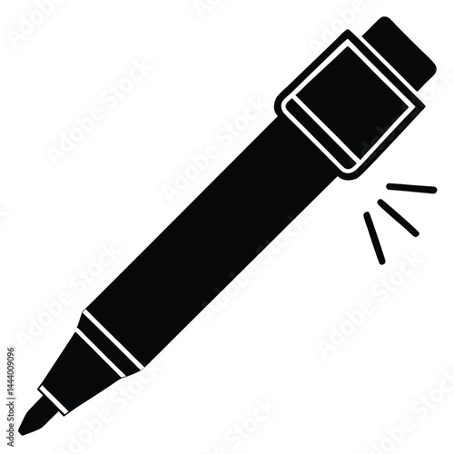 Isolated Black Vector highlighter pen for scripts With White Background