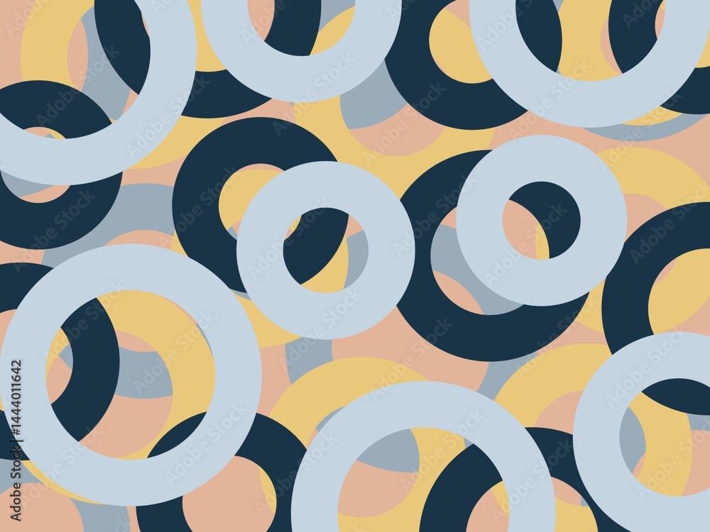 Seamless pattern of overlapping circles in an abstract, geometric style. Perfect for backgrounds, textiles, wallpapers, and modern design projects, adding a dynamic and artistic touch to any design. Seamless pattern of overlapping circles in an abstract, geometric style. Perfect for backgrounds, textiles, wallpapers, and modern design projects, adding a dynamic and artistic touch to any design.