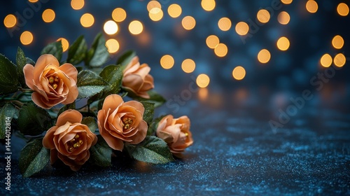 Obraz na płótnie Peach roses on dark background w salonie