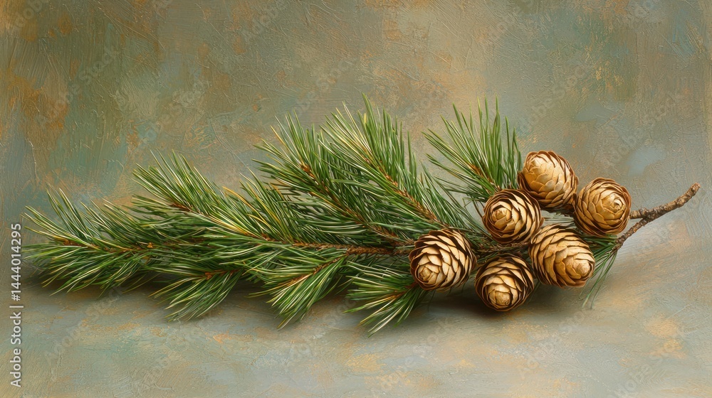 Pine branch with cones