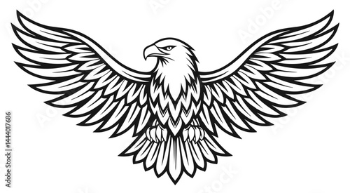 Majestic Eagle Line Art – Symmetrical Bird Tattoo Design