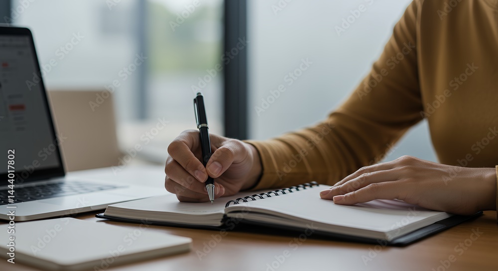 Fototapeta premium Business Note Taking Beside Laptop