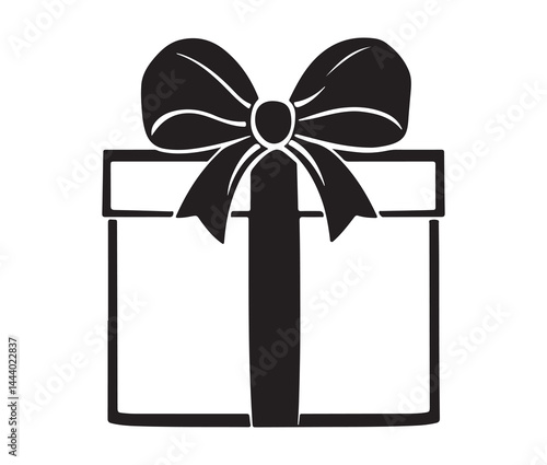 Cartoon gift box vector illustration. Classic gift box silhouette.