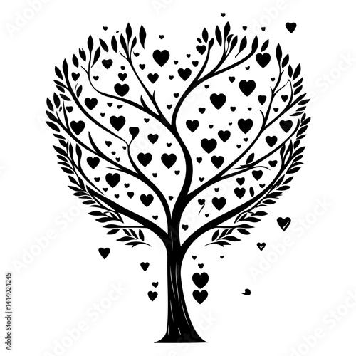 Heartfelt arboreal silhouette: A romantic symbol of life and affection
