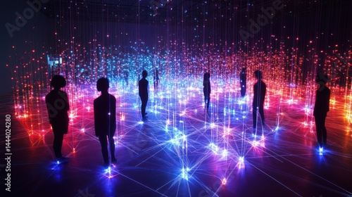 Wallpaper Mural Individuals immersed in a dynamic display of light and shadow composition Torontodigital.ca