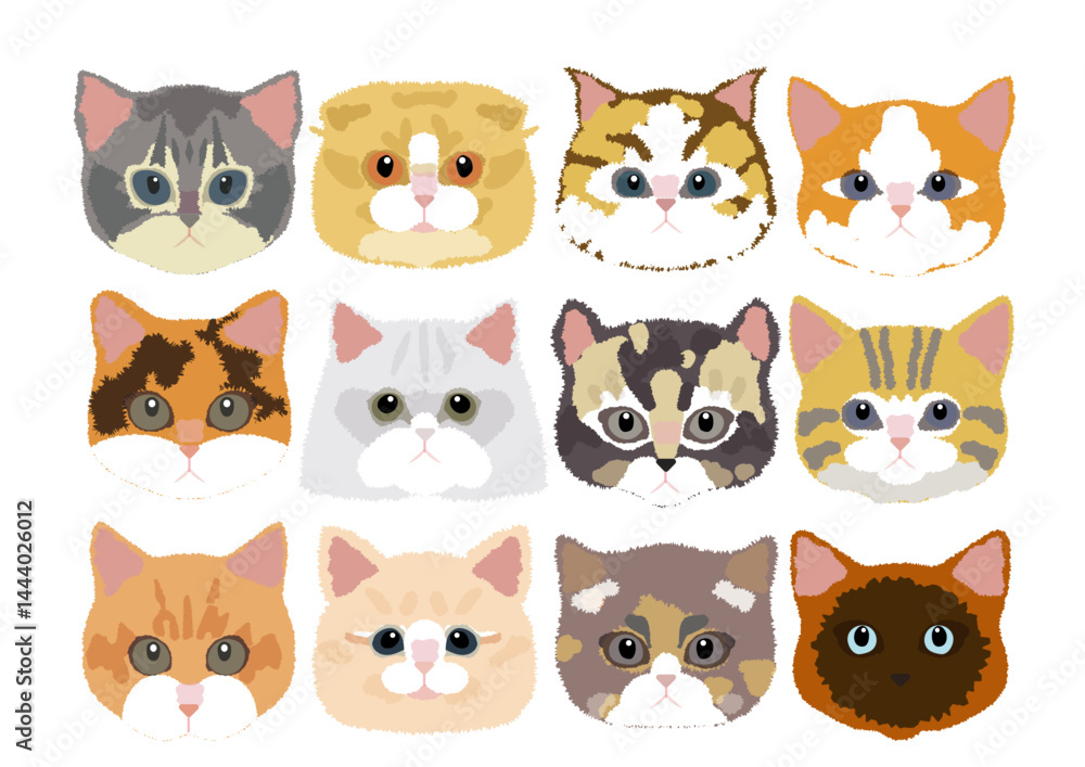世界の猫 主線なしイラスト 世界の猫 主線なしイラスト