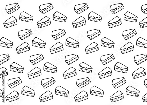 A cake illustration pattern with white background, food packaging, menu illustration hand drawn print ads, food business, bake shop